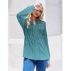 ZEAGOO Womens Spring Tops Henley V Neck Shirts Long Sleeve Pleated Blouses Dressy Casual Tunic 2026 Basic Tees(Blue Green)