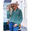 ZEAGOO Womens Spring Tops Henley V Neck Shirts Long Sleeve Pleated Blouses Dressy Casual Tunic 2026 Basic Tees(Blue Green)