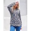 ZEAGOO Womens Spring Tops Henley V Neck Shirts Long Sleeve Pleated Blouses Dressy Casual Tunic 2026 Basic Tees(Blue Pink Floral)