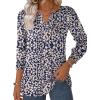 ZEAGOO Womens Spring Tops Henley V Neck Shirts Long Sleeve Pleated Blouses Dressy Casual Tunic 2026 Basic Tees(Blue Pink Floral)
