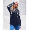 ZEAGOO Womens Spring Tops Henley V Neck Shirts Long Sleeve Pleated Blouses Dressy Casual Tunic 2026 Basic Tees(Blue White)