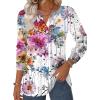 ZEAGOO Womens Spring Tops Henley V Neck Shirts Long Sleeve Pleated Blouses Dressy Casual Tunic 2026 Basic Tees(Colorful)