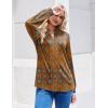 ZEAGOO Womens Spring Tops Henley V Neck Shirts Long Sleeve Pleated Blouses Dressy Casual Tunic 2026 Basic Tees(Ethnic Caramel Brown)