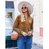 ZEAGOO Womens Spring Tops Henley V Neck Shirts Long Sleeve Pleated Blouses Dressy Casual Tunic 2026 Basic Tees(Ethnic Caramel Brown)