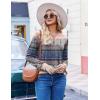 ZEAGOO Womens Spring Tops Henley V Neck Shirts Long Sleeve Pleated Blouses Dressy Casual Tunic 2026 Basic Tees(Gradient Pink Blue)