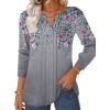 ZEAGOO Womens Spring Tops Henley V Neck Shirts Long Sleeve Pleated Blouses Dressy Casual Tunic 2026 Basic Tees(Grey Pink)