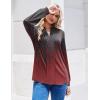 ZEAGOO Womens Spring Tops Henley V Neck Shirts Long Sleeve Pleated Blouses Dressy Casual Tunic 2026 Basic Tees(Grey Red Print)