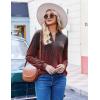 ZEAGOO Womens Spring Tops Henley V Neck Shirts Long Sleeve Pleated Blouses Dressy Casual Tunic 2026 Basic Tees(Grey Red Print)