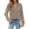 ZEAGOO Womens Spring Tops Henley V Neck Shirts Long Sleeve Pleated Blouses Dressy Casual Tunic 2026 Basic Tees(Khaki Black)