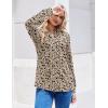 ZEAGOO Womens Spring Tops Henley V Neck Shirts Long Sleeve Pleated Blouses Dressy Casual Tunic 2026 Basic Tees(Khaki Black)