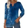 ZEAGOO Womens Spring Tops Henley V Neck Shirts Long Sleeve Pleated Blouses Dressy Casual Tunic 2026 Basic Tees(Navy Floral)
