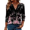 ZEAGOO Womens Spring Tops Henley V Neck Shirts Long Sleeve Pleated Blouses Dressy Casual Tunic 2026 Basic Tees(Pink Black)