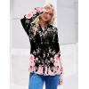 ZEAGOO Womens Spring Tops Henley V Neck Shirts Long Sleeve Pleated Blouses Dressy Casual Tunic 2026 Basic Tees(Pink Black)