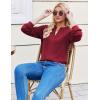 ZEAGOO Womens Spring Tops Henley V Neck Shirts Long Sleeve Pleated Blouses Dressy Casual Tunic 2026 Basic Tees(Red)