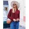 ZEAGOO Womens Spring Tops Henley V Neck Shirts Long Sleeve Pleated Blouses Dressy Casual Tunic 2026 Basic Tees(Red)