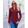 ZEAGOO Womens Spring Tops Henley V Neck Shirts Long Sleeve Pleated Blouses Dressy Casual Tunic 2026 Basic Tees(Red)