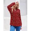 ZEAGOO Womens Spring Tops Henley V Neck Shirts Long Sleeve Pleated Blouses Dressy Casual Tunic 2026 Basic Tees(Red White)