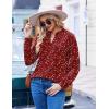 ZEAGOO Womens Spring Tops Henley V Neck Shirts Long Sleeve Pleated Blouses Dressy Casual Tunic 2026 Basic Tees(Red White)