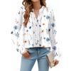 ZEAGOO Womens Spring Tops Henley V Neck Shirts Long Sleeve Pleated Blouses Dressy Casual Tunic 2026 Basic Tees(White)