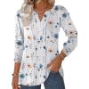 ZEAGOO Womens Spring Tops Henley V Neck Shirts Long Sleeve Pleated Blouses Dressy Casual Tunic 2026 Basic Tees(White)