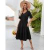 ZEAGOO Women’s Summer Dresses Midi Tiered Casual Dress Floral V Neck Ruffle Short Sleeve Flowy Beach Dress with Pockets(Black)