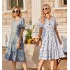 ZEAGOO Women’s Summer Dresses Midi Tiered Casual Dress Floral V Neck Ruffle Short Sleeve Flowy Beach Dress with Pockets(White Floral)