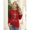 Zeagoo 3 Pack Long Sleeve Shirts for Women Casual Soft Crewneck Basic Tee Tops Fall Outfit Clothes(A Christmas Red 485(1 Piece))