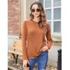 Zeagoo 3 Pack Long Sleeve Shirts for Women Casual Soft Crewneck Basic Tee Tops Fall Outfit Clothes(Black+blue+caramel)