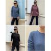 Zeagoo 3 Pack Long Sleeve Shirts for Women Casual Soft Crewneck Basic Tee Tops Fall Outfit Clothes(Black+blue+maroon)