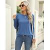 Zeagoo 3 Pack Long Sleeve Shirts for Women Casual Soft Crewneck Basic Tee Tops Fall Outfit Clothes(Black+blue+maroon)