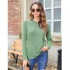 Zeagoo 3 Pack Long Sleeve Shirts for Women Casual Soft Crewneck Basic Tee Tops Fall Outfit Clothes(Black+white+light Green)