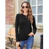 Zeagoo 3 Pack Long Sleeve Shirts for Women Casual Soft Crewneck Basic Tee Tops Fall Outfit Clothes(Stripe Black+black+maroon)
