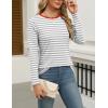 Zeagoo 3 Pack Long Sleeve Shirts for Women Casual Soft Crewneck Basic Tee Tops Fall Outfit Clothes(Stripe Grey White(1 Piece))