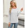 Zeagoo 3 Pack Long Sleeve Shirts for Women Casual Soft Crewneck Basic Tee Tops Fall Outfit Clothes(Stripe Grey White(1 Piece))