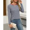 Zeagoo 3 Pack Long Sleeve Shirts for Women Casual Soft Crewneck Basic Tee Tops Fall Outfit Clothes(Stripe Navy White(1 Piece))