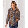 Zeagoo Blouse for Women Dressy Long Sleeve Button Down Shirts Business Casual Outfit Lightweight Solid/Printed Tops(Boho Multicolor 721)