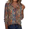Zeagoo Blouse for Women Dressy Long Sleeve Button Down Shirts Business Casual Outfit Lightweight Solid/Printed Tops(Boho Multicolor 721)