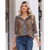 Zeagoo Blouse for Women Dressy Long Sleeve Button Down Shirts Business Casual Outfit Lightweight Solid/Printed Tops(Boho Multicolor 721)