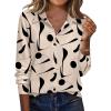 Zeagoo Blouse for Women Dressy Long Sleeve Button Down Shirts Business Casual Outfit Lightweight Solid/Printed Tops(Geometric Beige 602)