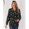 Zeagoo Blouse for Women Dressy Long Sleeve Button Down Shirts Business Casual Outfit Lightweight Solid/Printed Tops(Geometric Black 601)
