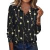 Zeagoo Blouse for Women Dressy Long Sleeve Button Down Shirts Business Casual Outfit Lightweight Solid/Printed Tops(Geometric Black 601)