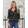Zeagoo Blouse for Women Dressy Long Sleeve Button Down Shirts Business Casual Outfit Lightweight Solid/Printed Tops(Geometric Black 601)