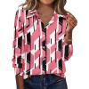 Zeagoo Blouse for Women Dressy Long Sleeve Button Down Shirts Business Casual Outfit Lightweight Solid/Printed Tops(Geometric Pink 603)