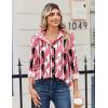 Zeagoo Blouse for Women Dressy Long Sleeve Button Down Shirts Business Casual Outfit Lightweight Solid/Printed Tops(Geometric Pink 603)
