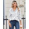 Zeagoo Blouse for Women Dressy Long Sleeve Button Down Shirts Business Casual Outfit Lightweight Solid/Printed Tops(Geometric White 599)