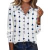 Zeagoo Blouse for Women Dressy Long Sleeve Button Down Shirts Business Casual Outfit Lightweight Solid/Printed Tops(Geometric White 599)