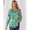 Zeagoo Blouse for Women Dressy Long Sleeve Button Down Shirts Business Casual Outfit Lightweight Solid/Printed Tops(Paisley Green Blue 2)