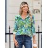 Zeagoo Blouse for Women Dressy Long Sleeve Button Down Shirts Business Casual Outfit Lightweight Solid/Printed Tops(Paisley Green Blue 2)