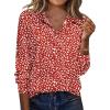 Zeagoo Blouse for Women Dressy Long Sleeve Button Down Shirts Business Casual Outfit Lightweight Solid/Printed Tops(Polka Dot Red 590)