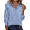 Zeagoo Blouse for Women Dressy Long Sleeve Button Down Shirts Business Casual Outfit Lightweight Solid/Printed Tops(Stripes Blue 273)